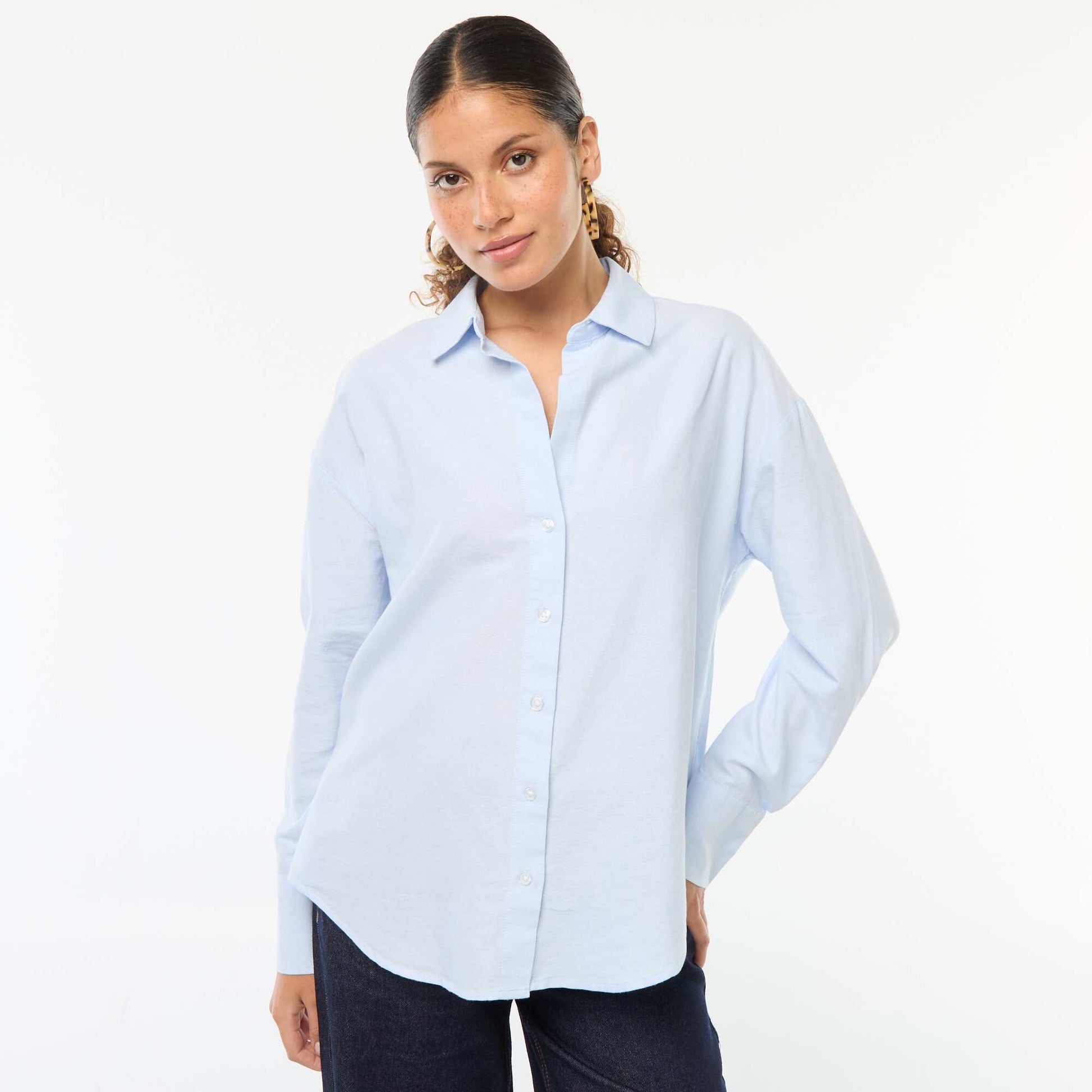 Chemise manches longues oxford BLEU