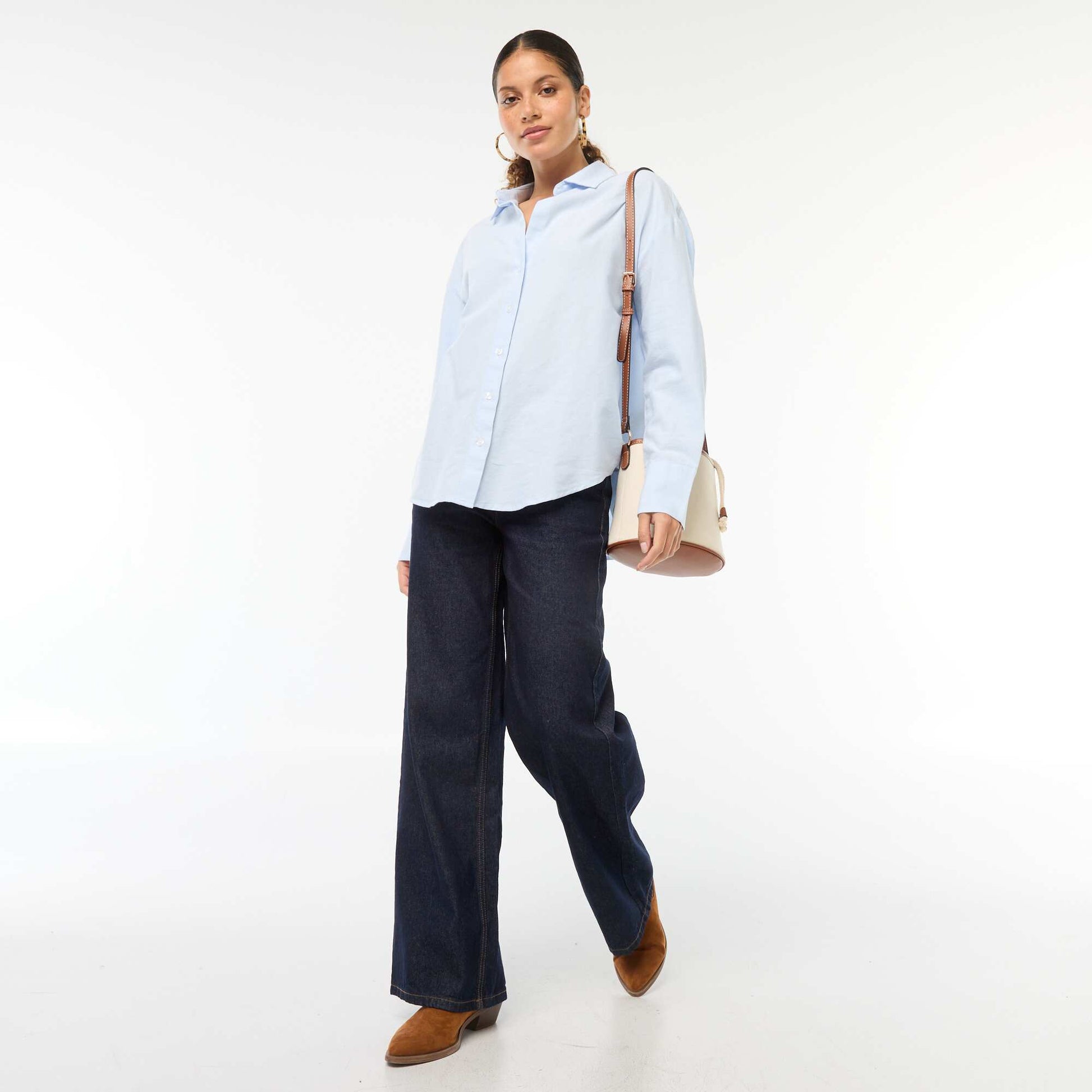 Chemise manches longues oxford BLEU