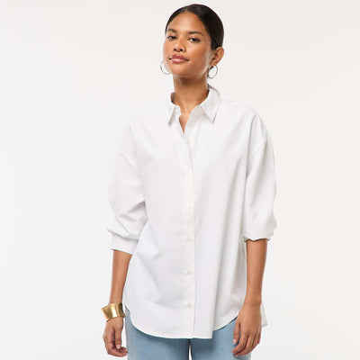 Chemise en popeline unie BLANC