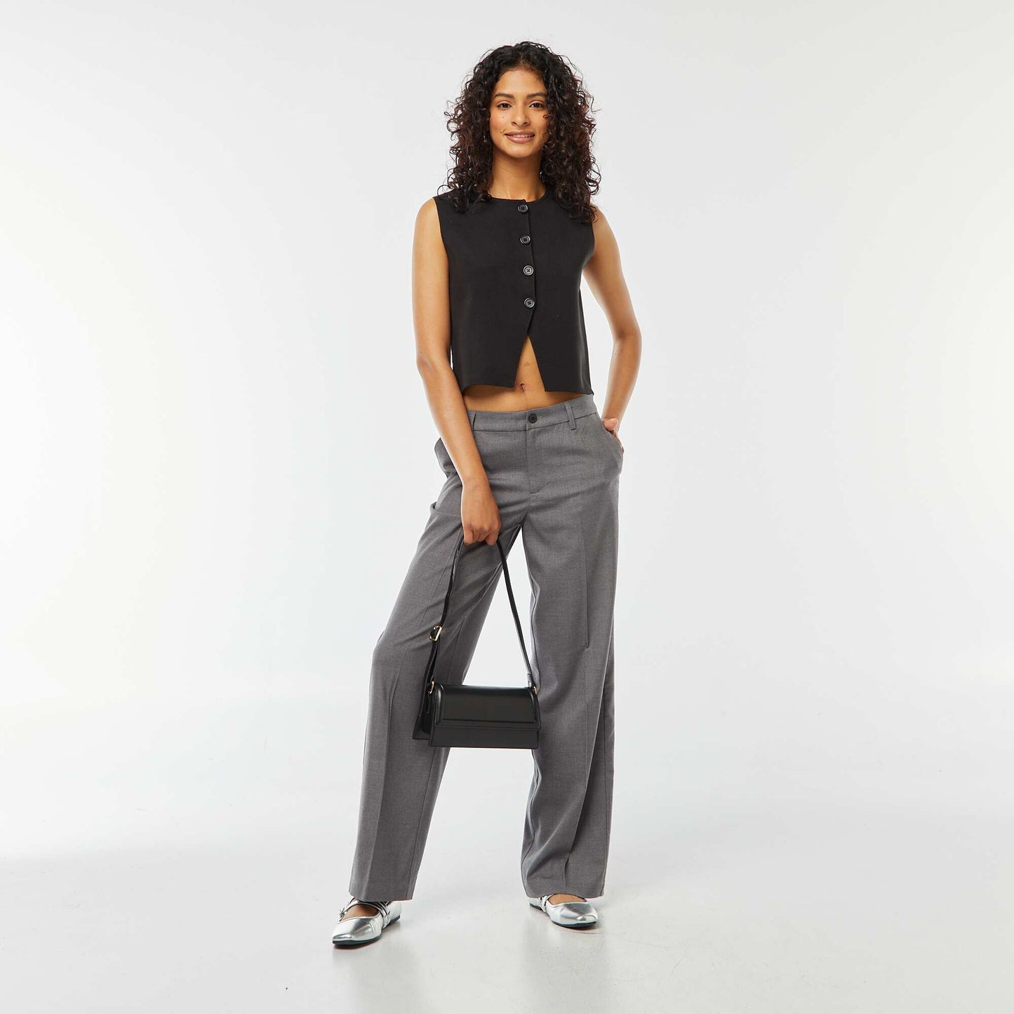 Pantalon city large à pinces GRIS