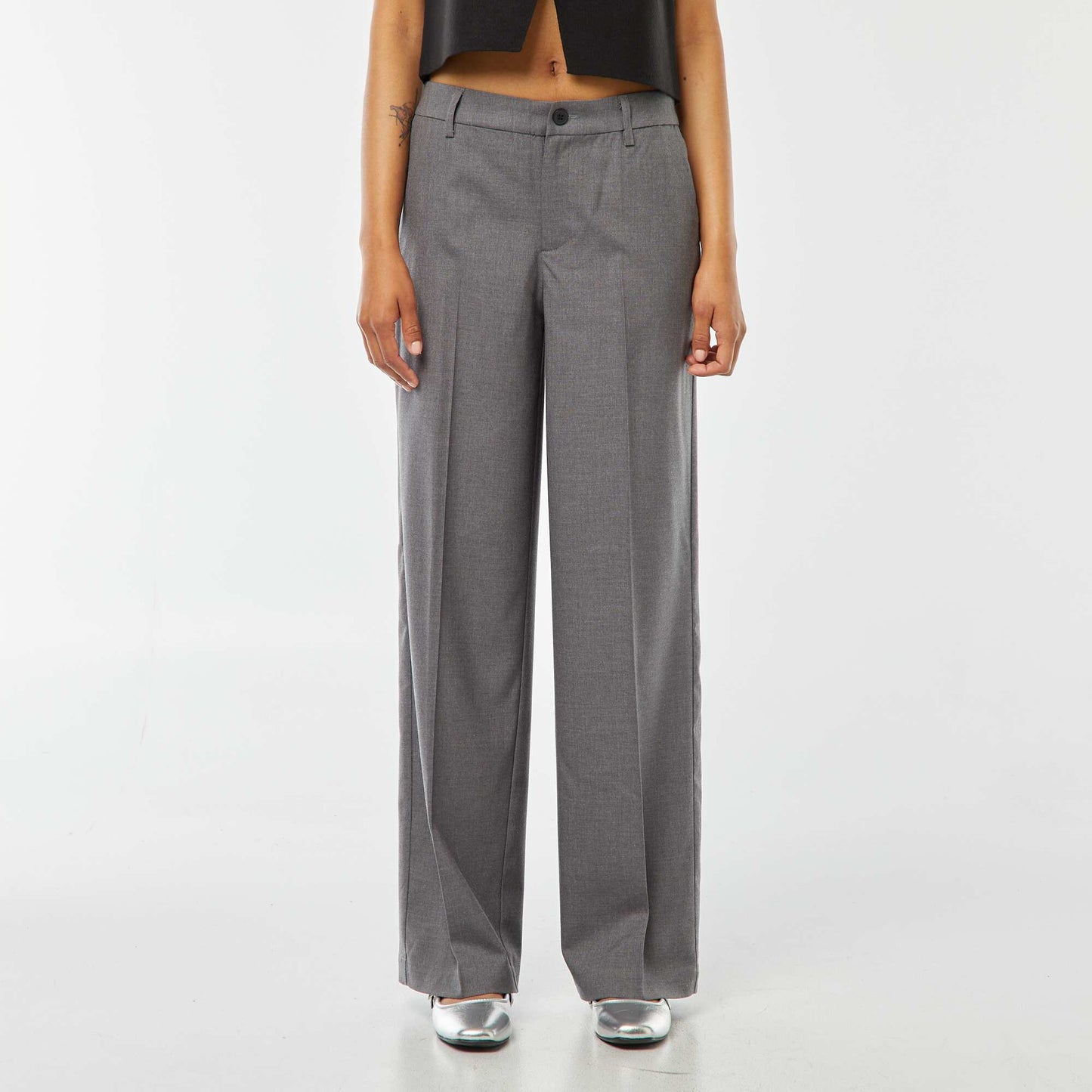 Pantalon city large à pinces GRIS