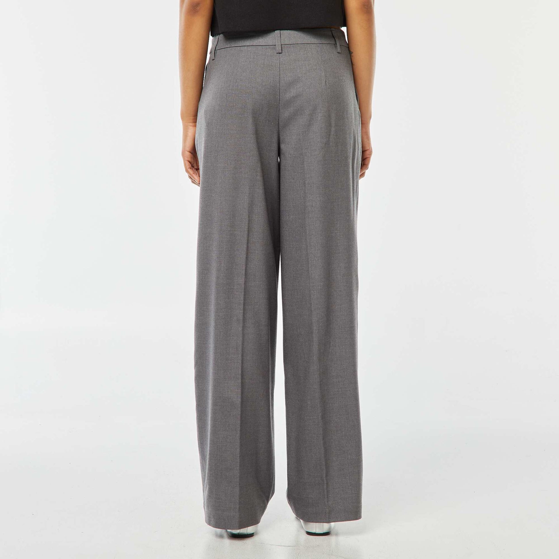 Pantalon city large à pinces GRIS