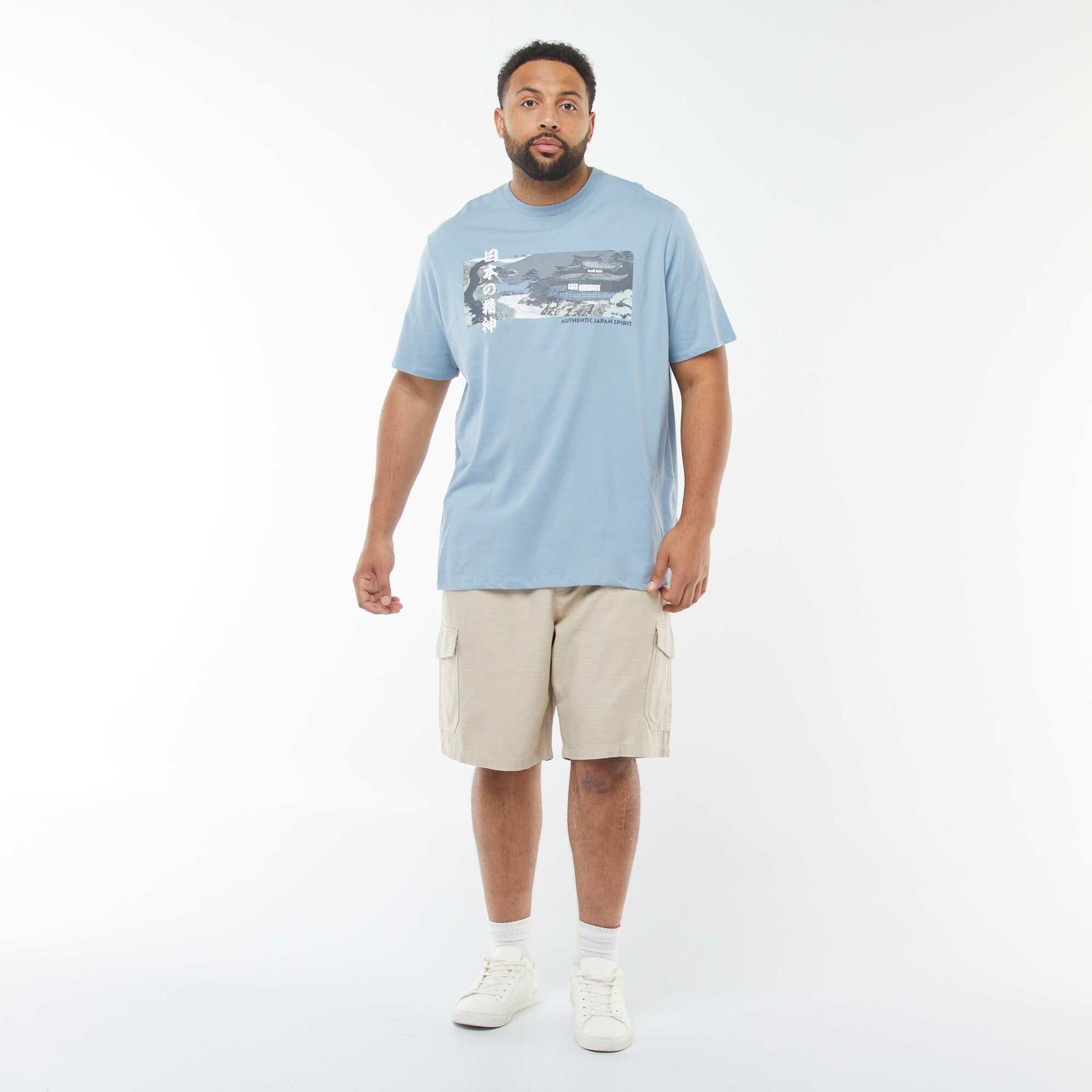 T-shirt manches courtes à motif BLEU