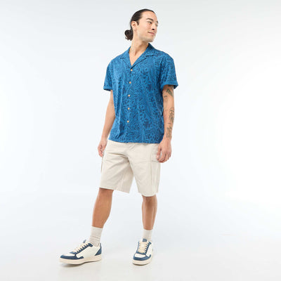 Bermuda chino en twill uni multipoches GRIS