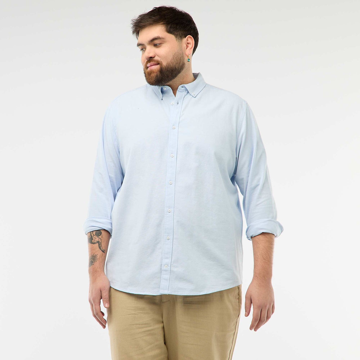 Chemise oxford droite unie BLEU
