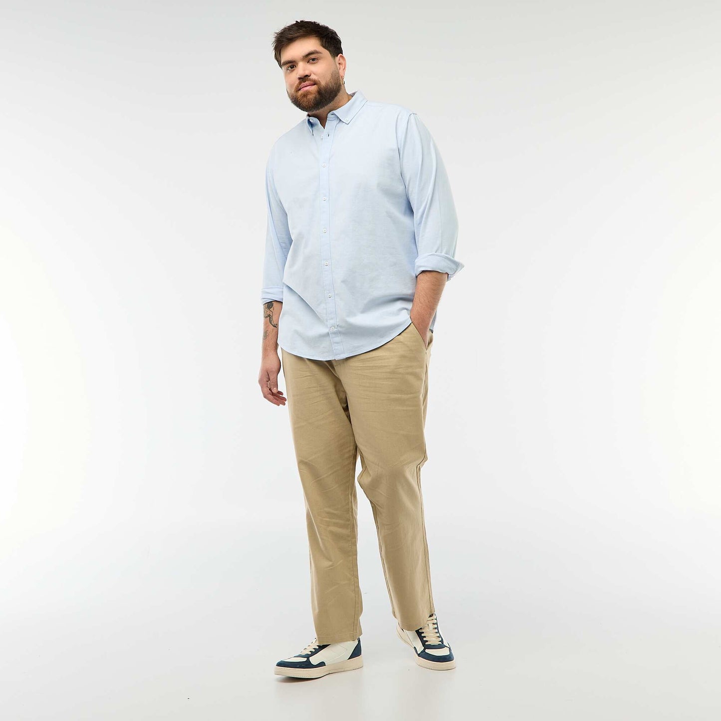 Chemise oxford droite unie BLEU