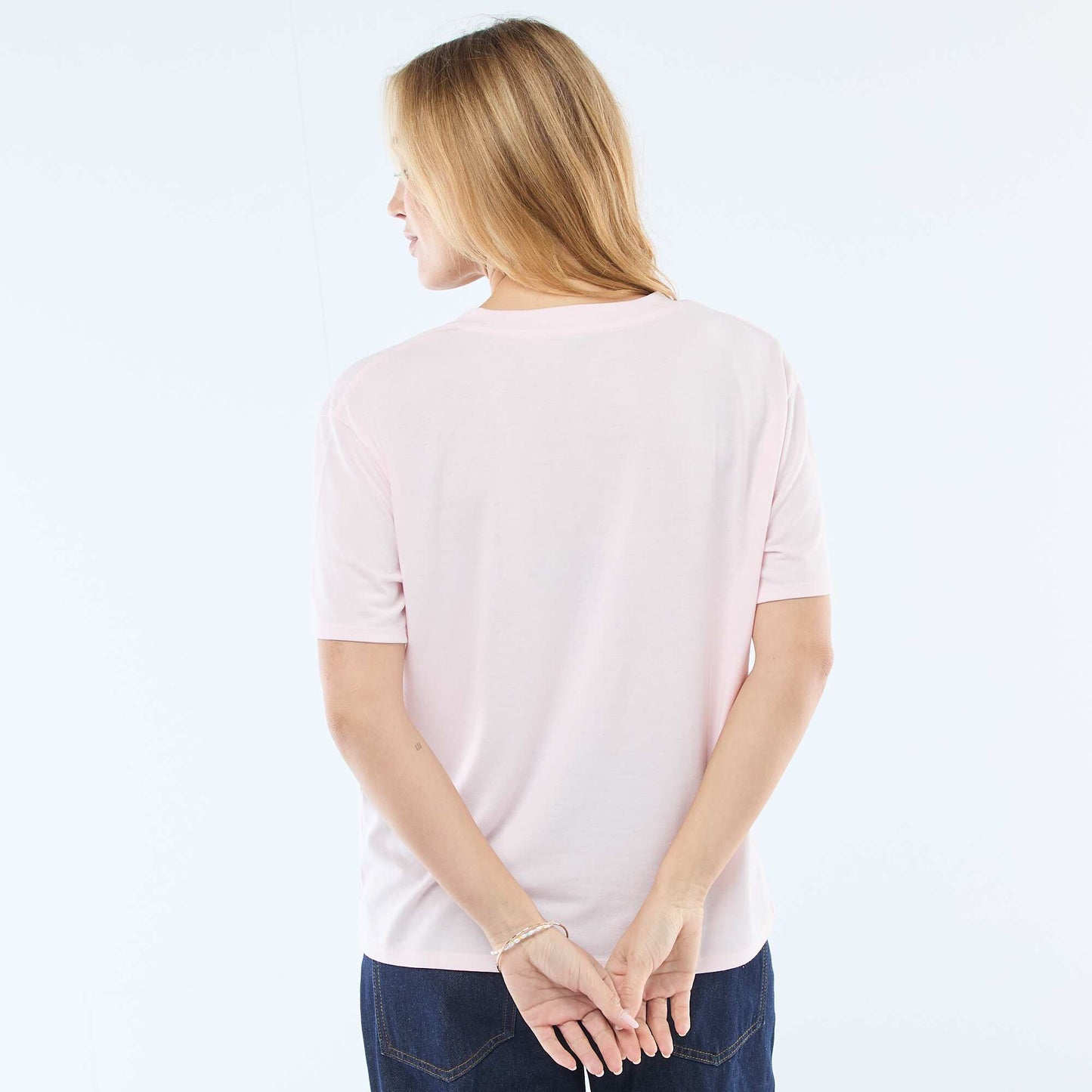 Tee-shirt manches courtes avec encolure en V ROSE