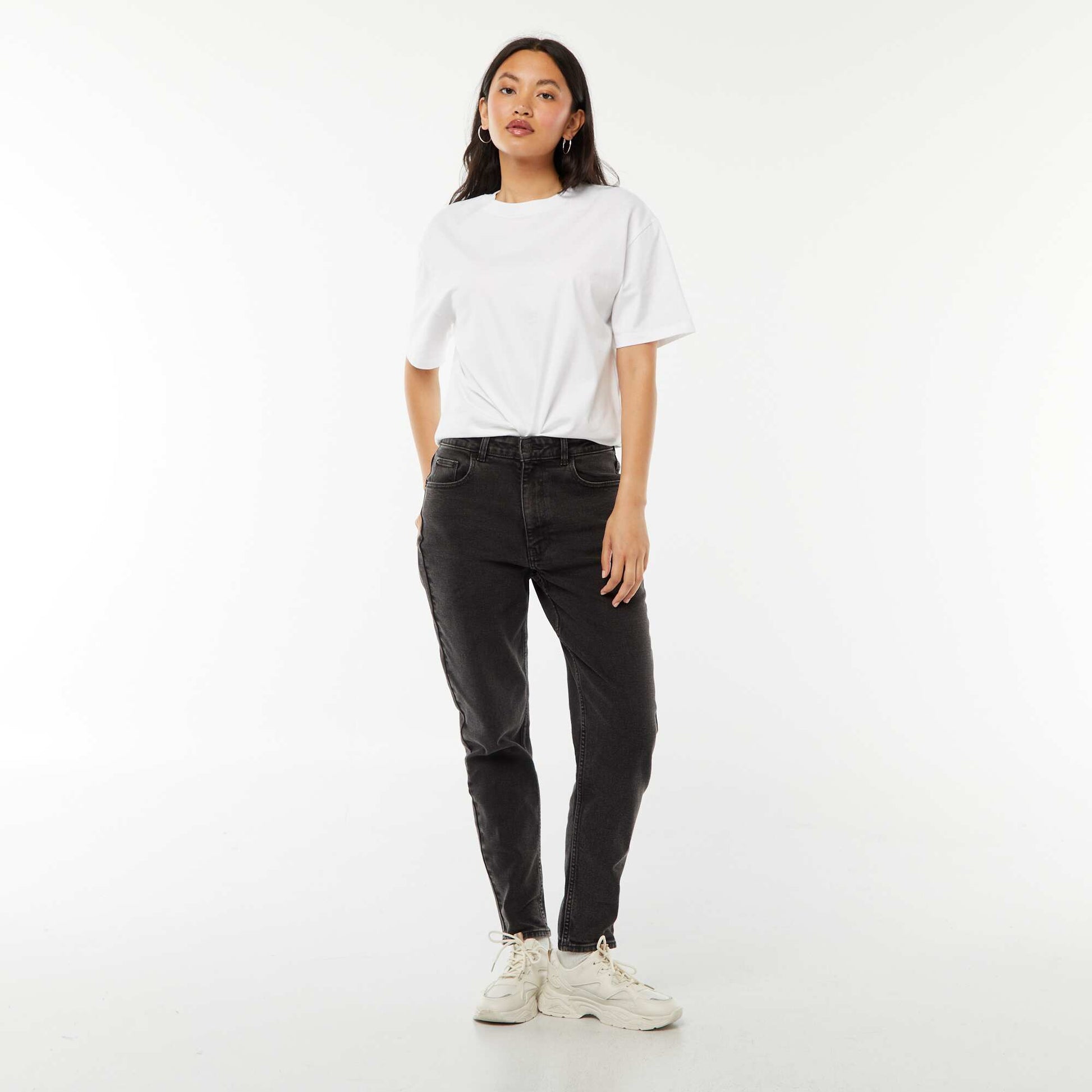 Jean coupe mom - L30 NOIR