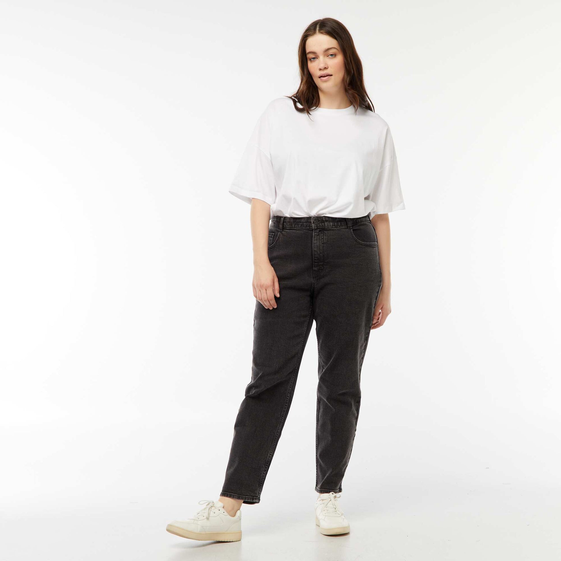 Jean mom taille haute - L30 NOIR