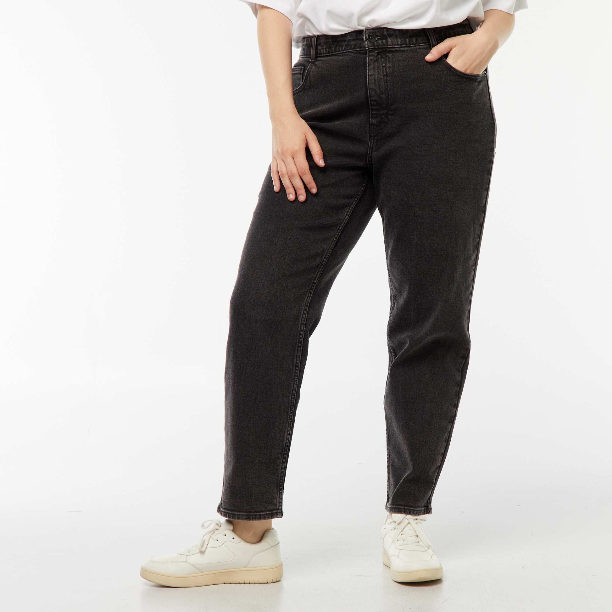 Jean mom taille haute - L30 NOIR