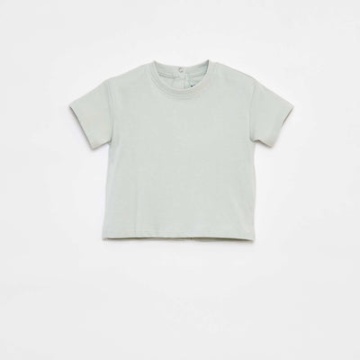 T-shirt loose et uni à manches courtes BLEU