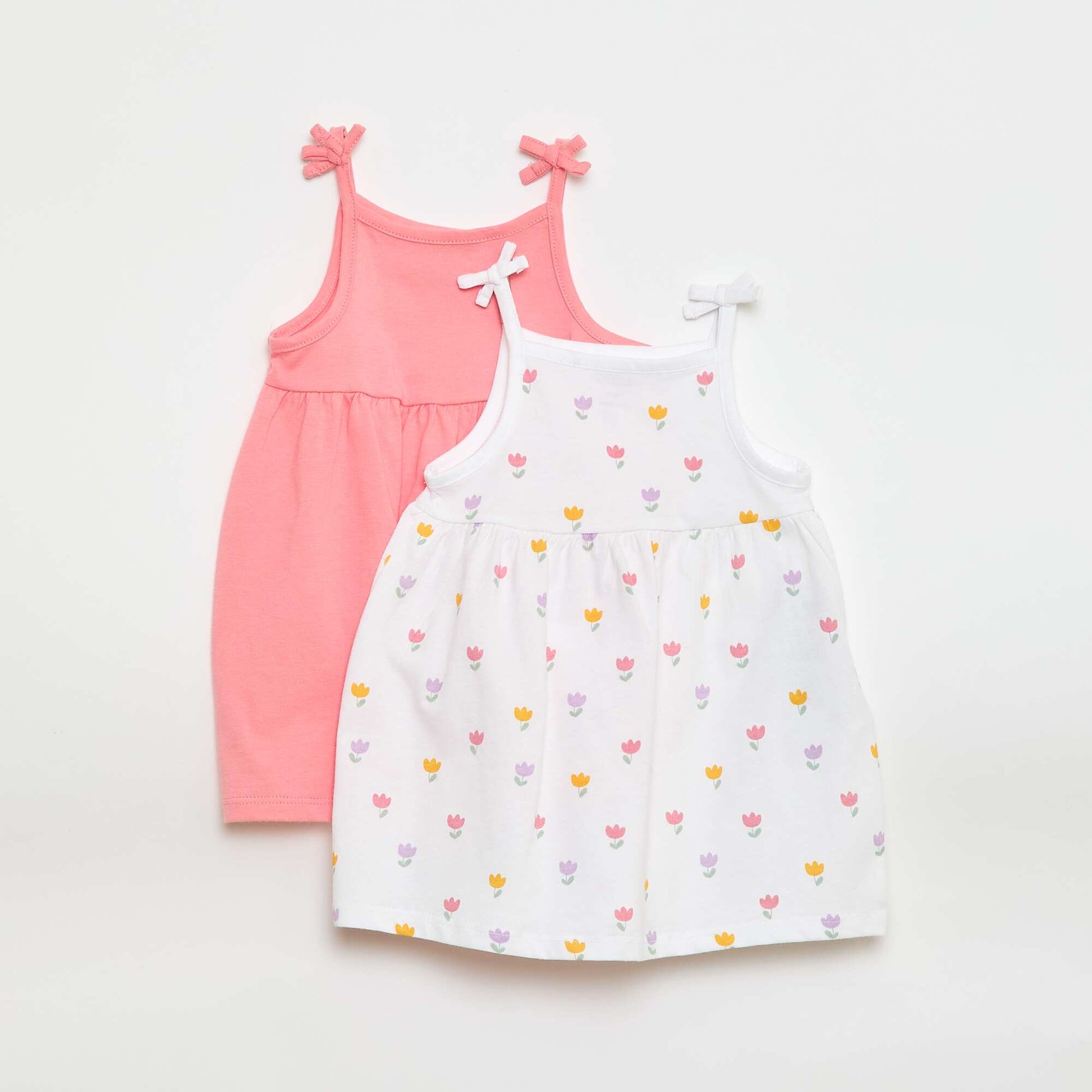 Lot de 2 robes à bretelles avec noeuds BLANC