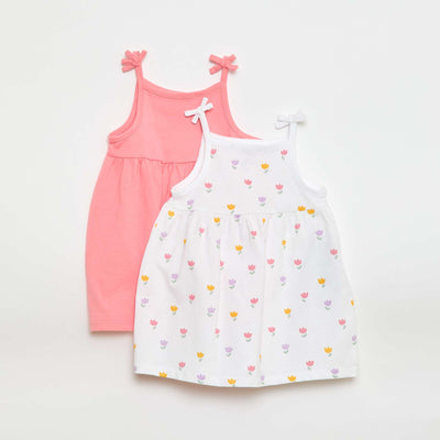 Lot de 2 robes à bretelles avec noeuds BLANC