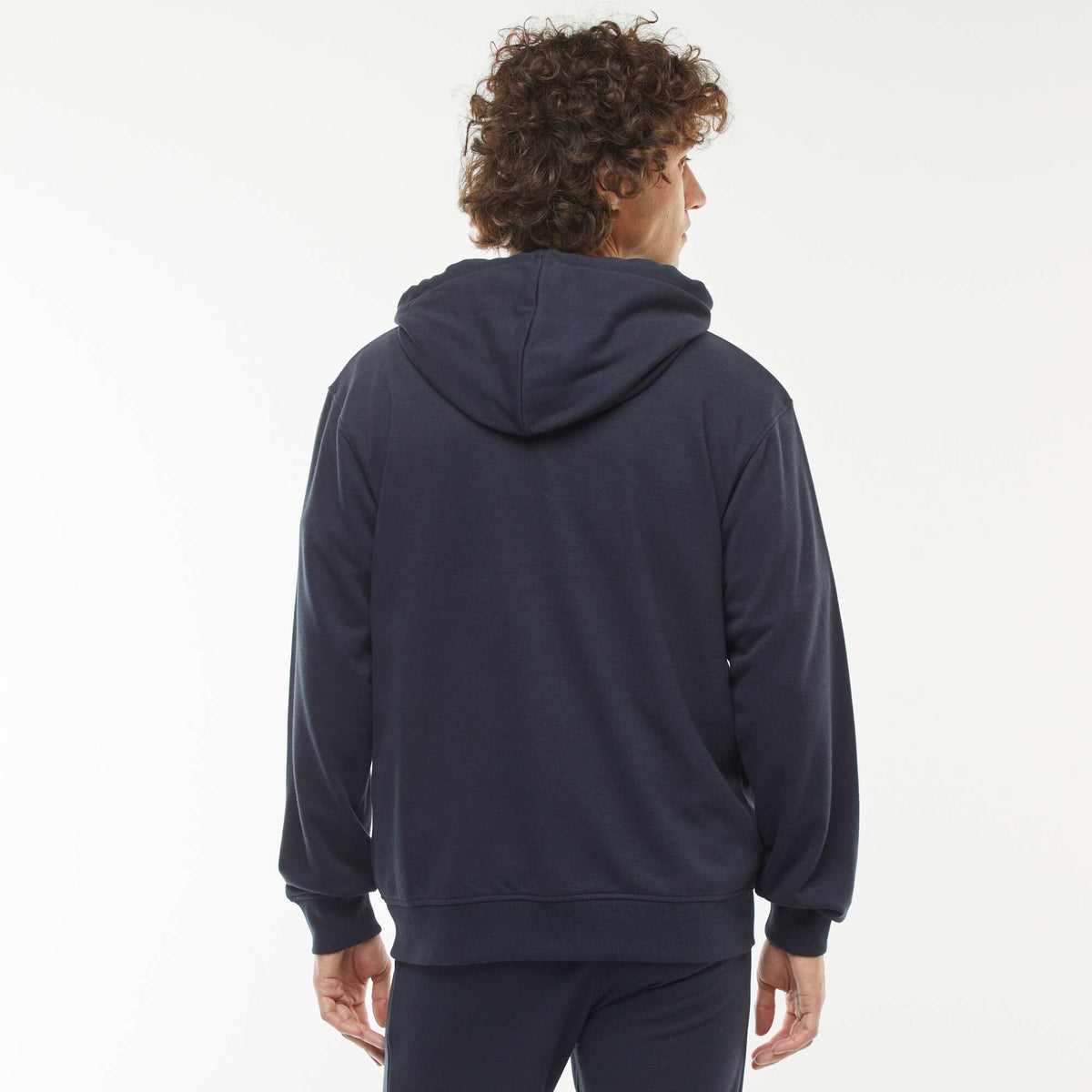 Sweat en molleton zippé à capuche BLEU