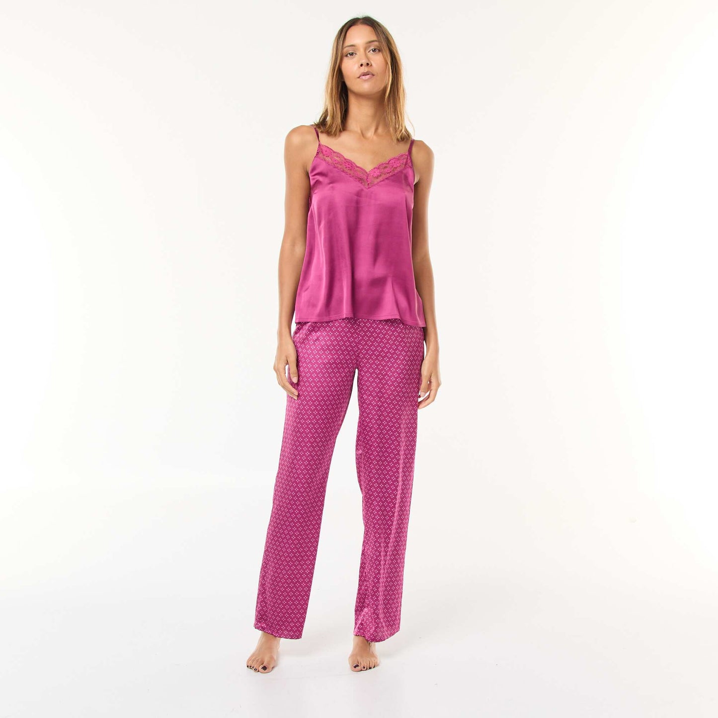 Ensemble pyjama débardeur + pantalon satiné - 2 pièces VIOLET