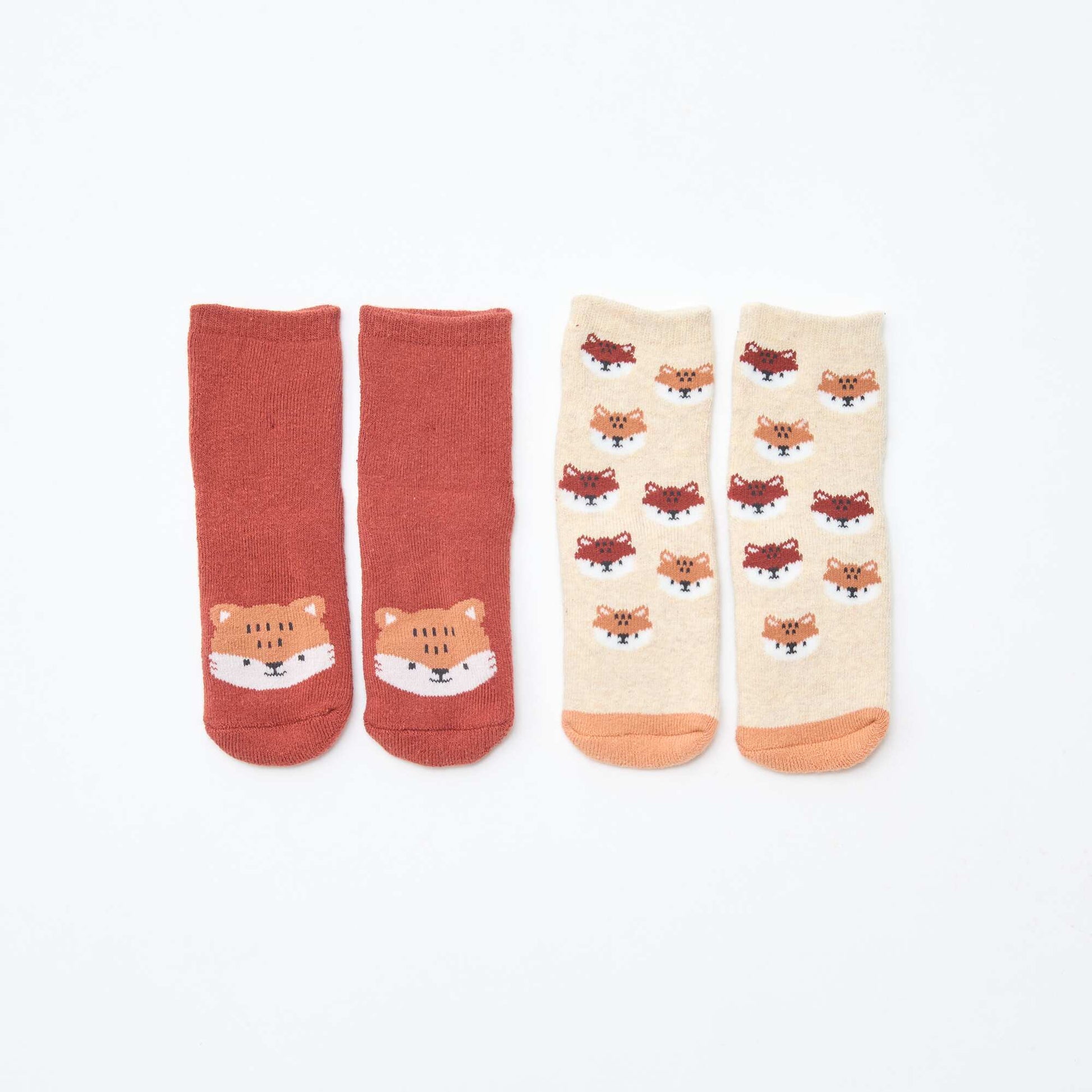 Paire de chaussettes fantaisie anti-dérapantes MARRON