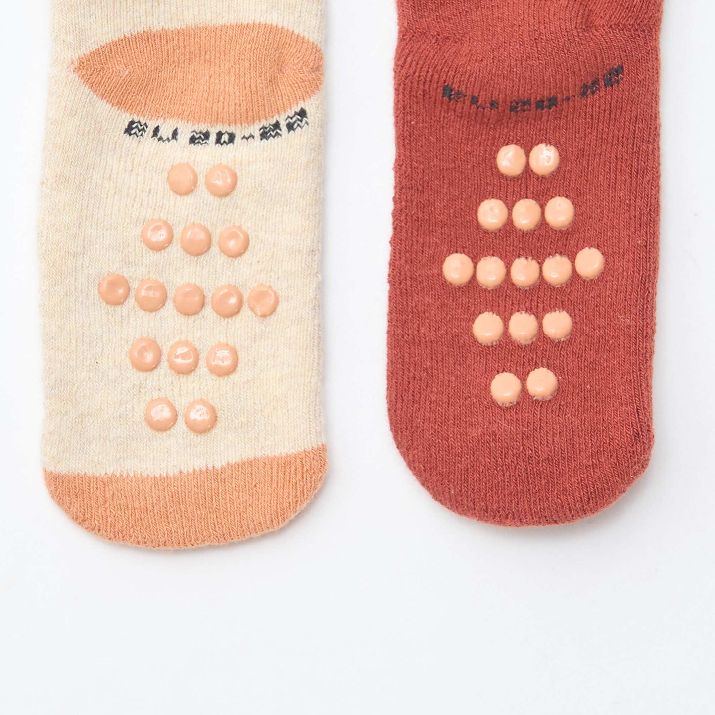 Paire de chaussettes fantaisie anti-dérapantes MARRON