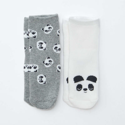 Paire de chaussettes fantaisie anti-dérapantes GRIS