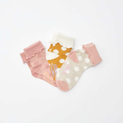 Lot de 3 paires de chaussettes avec revers - Kitchoun ROSE