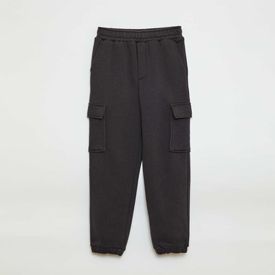Jogging en molleton uni multi-poches NOIR