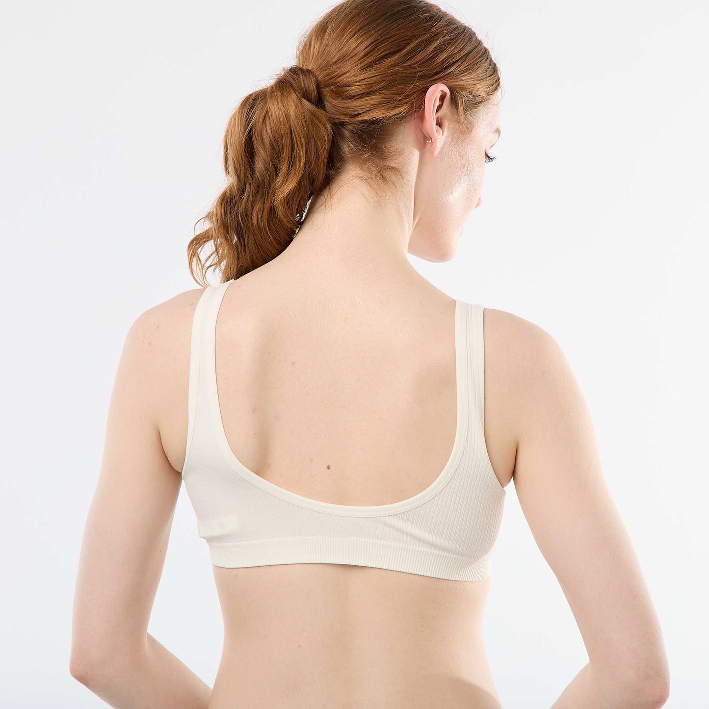 Lot de 2 brassières côtelées sans coutures BLANC