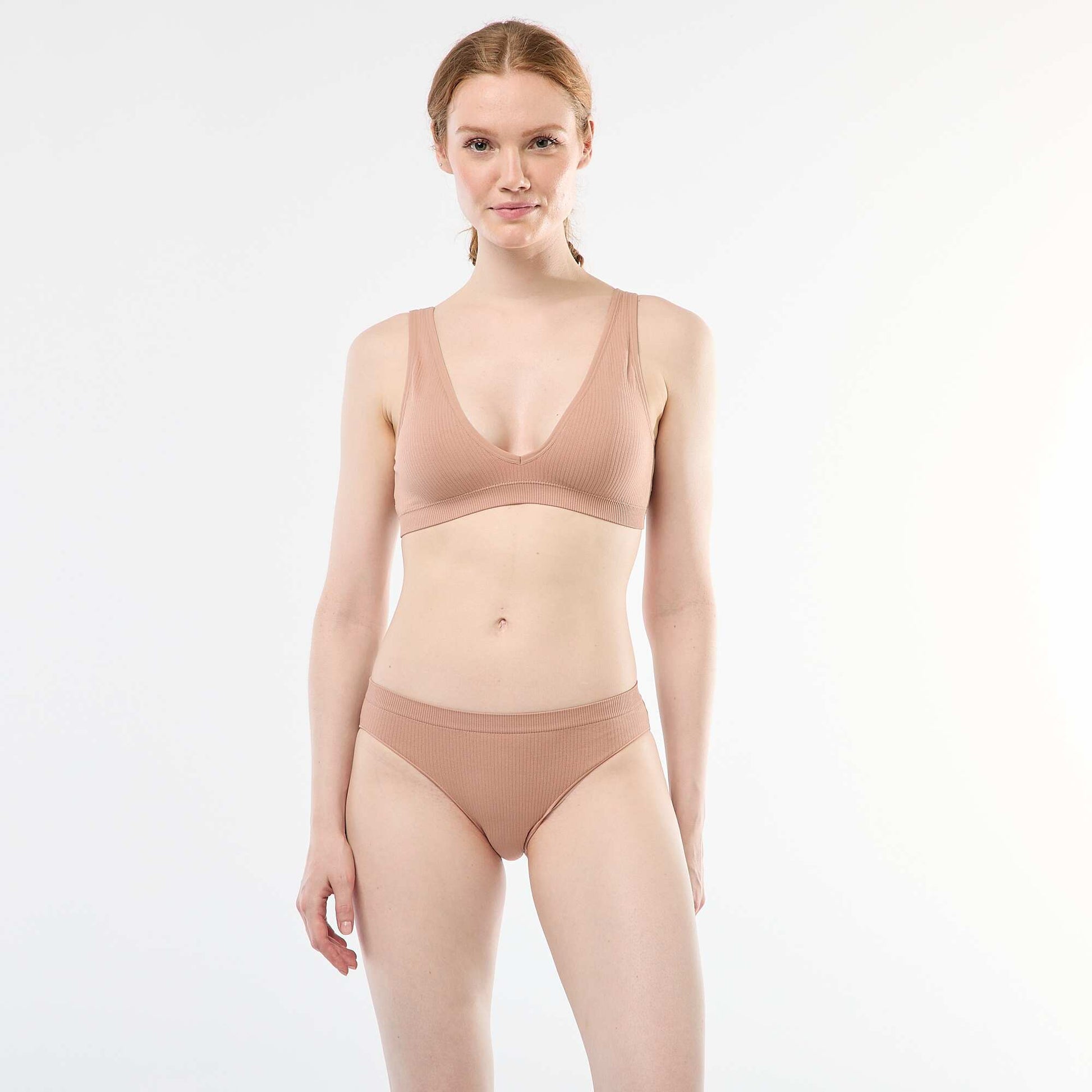 Lot de 2 brassières côtelées sans coutures BLANC