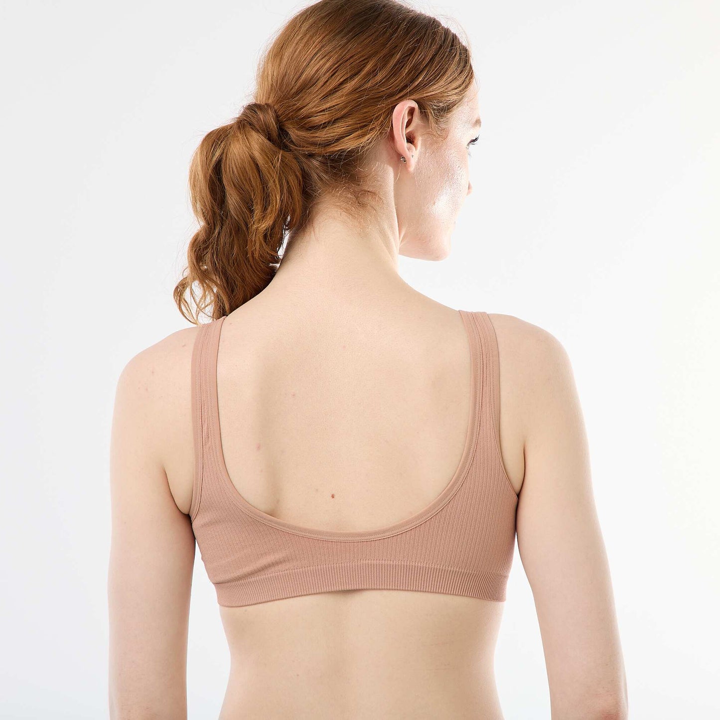 Lot de 2 brassières côtelées sans coutures BLANC