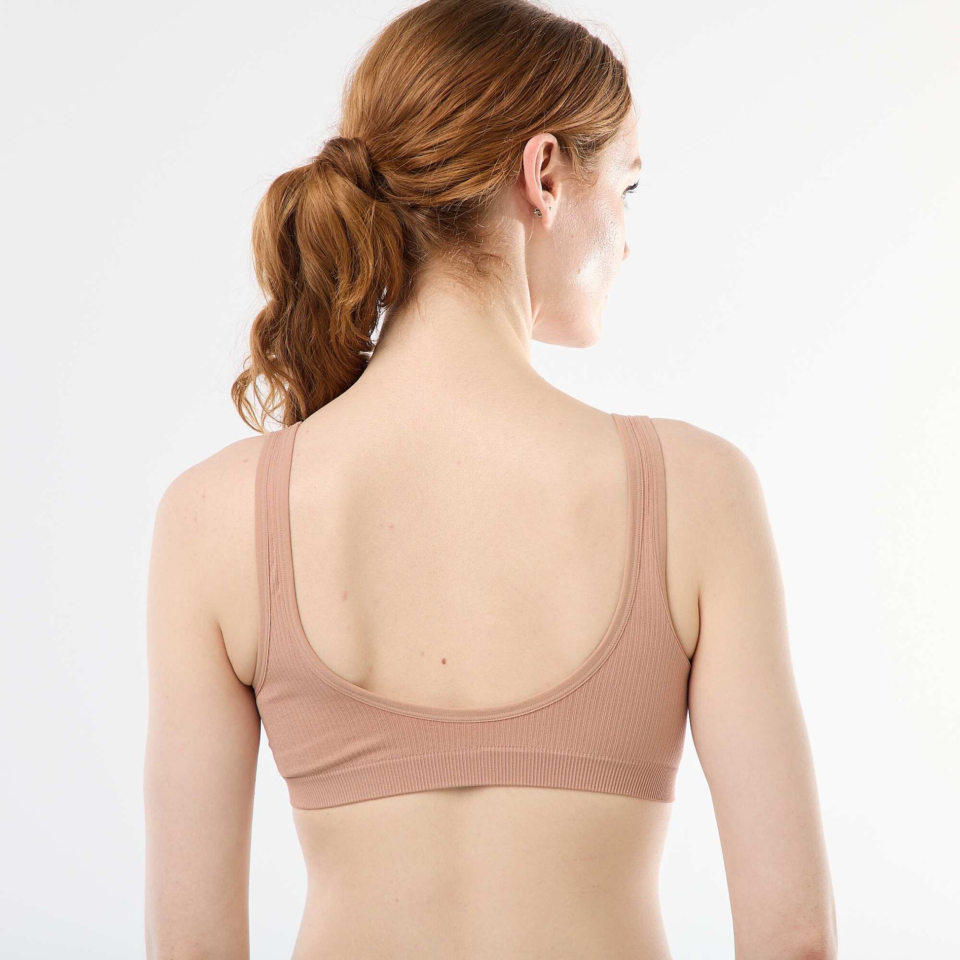 Lot de 2 brassières côtelées sans coutures BLANC