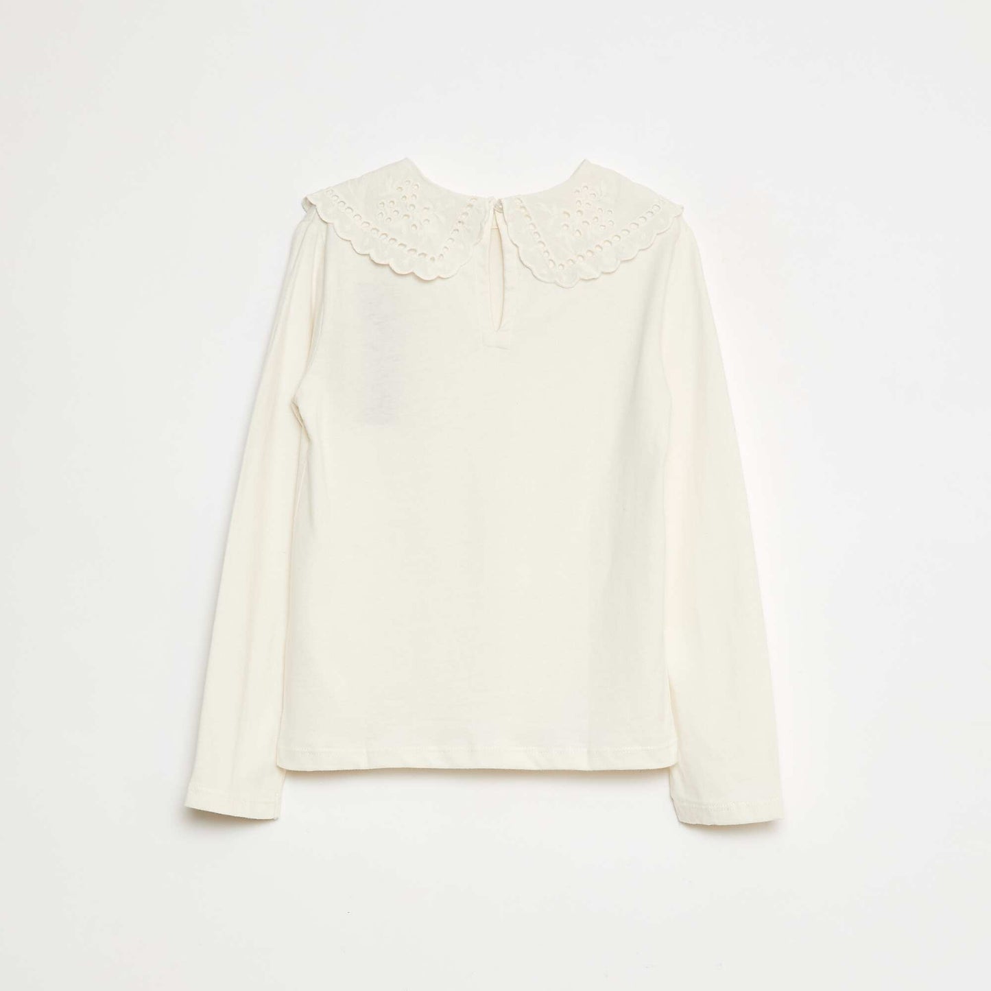 T-shirt en coton avec col brodé BLANC
