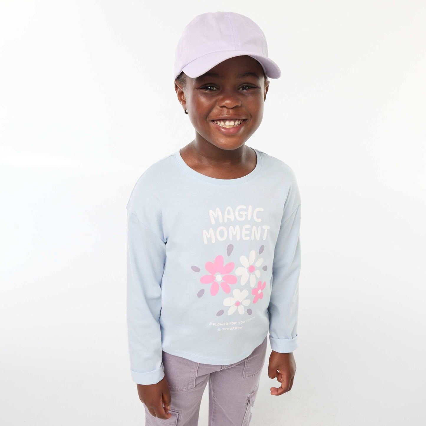 T-shirt imprimé manches longues BLEU