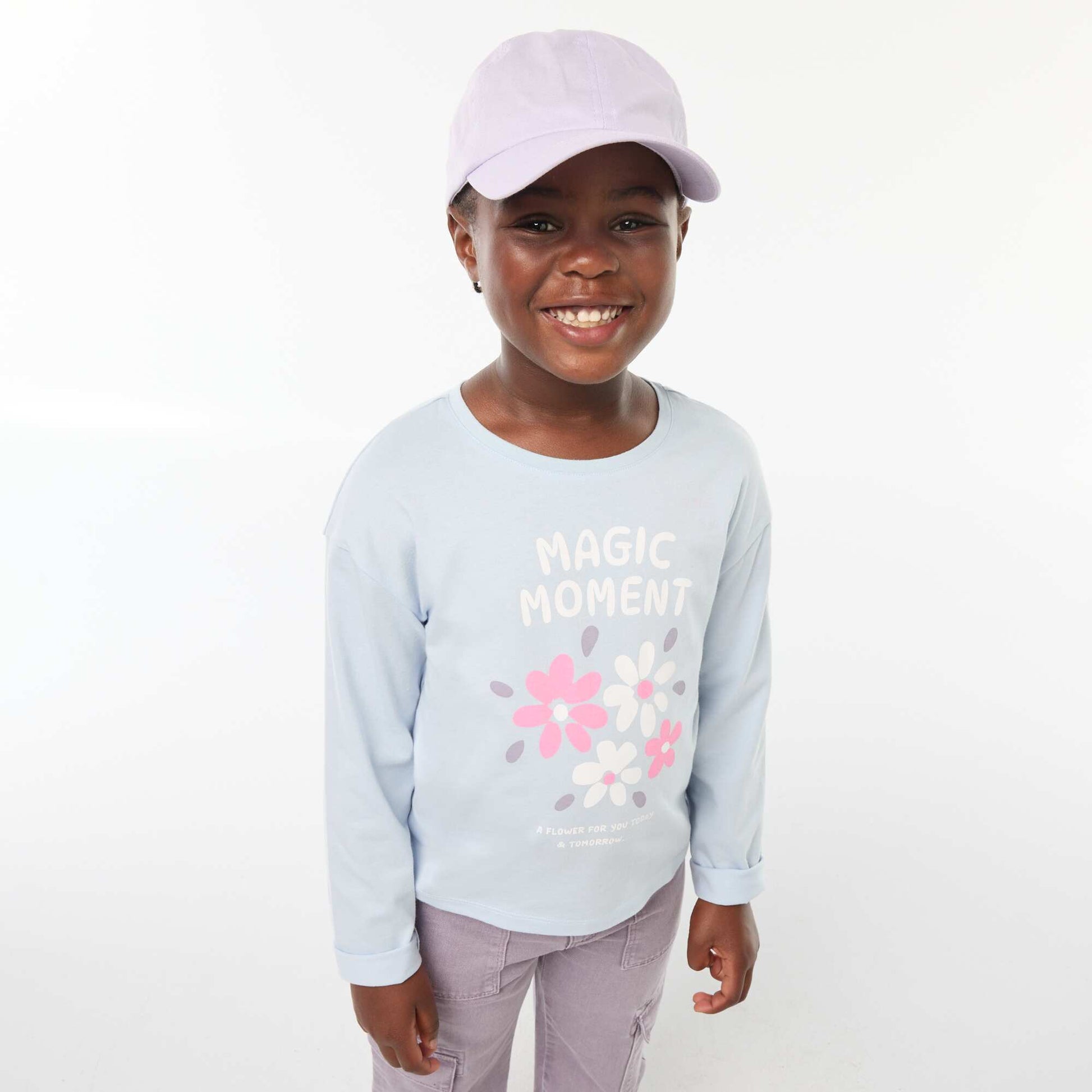 T-shirt imprimé manches longues BLEU