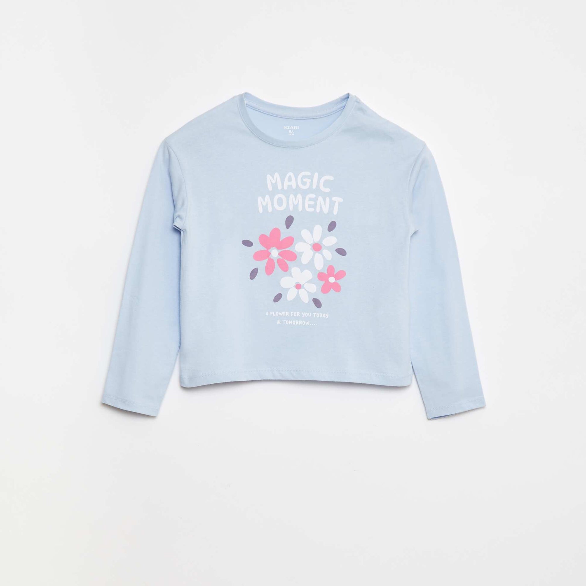 T-shirt imprimé manches longues BLEU