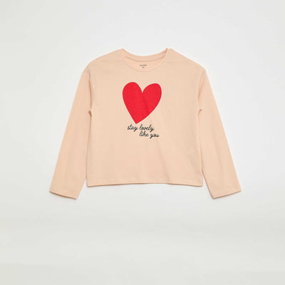 T-shirt imprimé manches longues ROSE