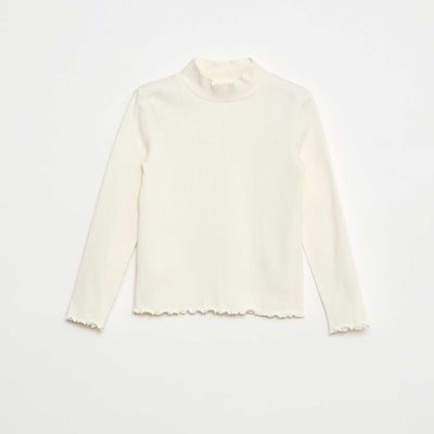 Pull à col roulé côtelé BLANC