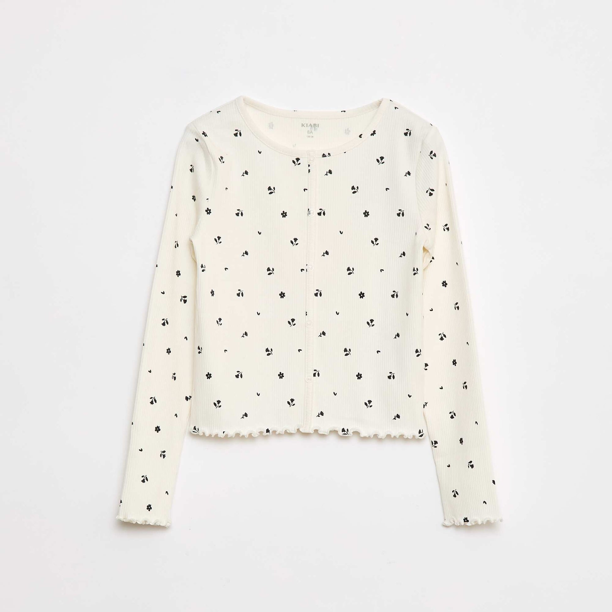 T-shirt côtelé à fleurs BLANC