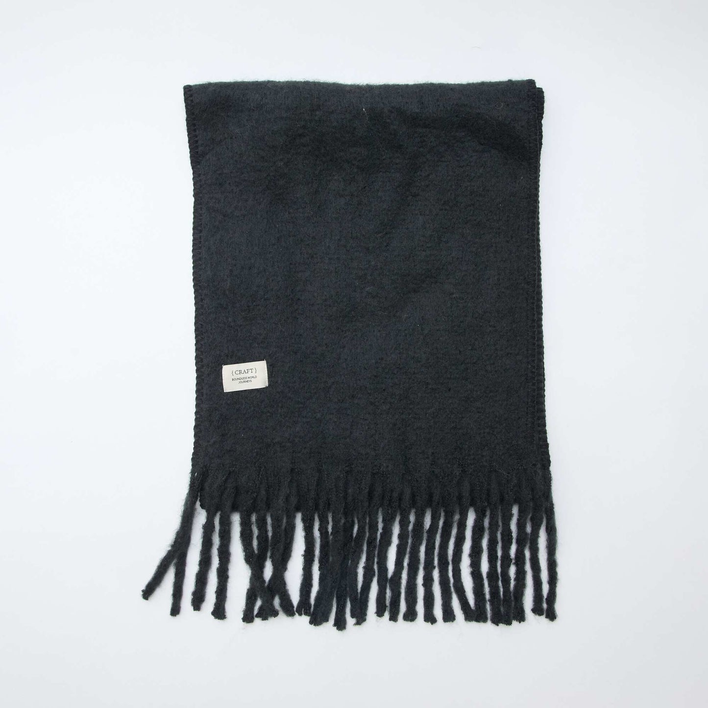 Grosse écharpe douce à franges NOIR