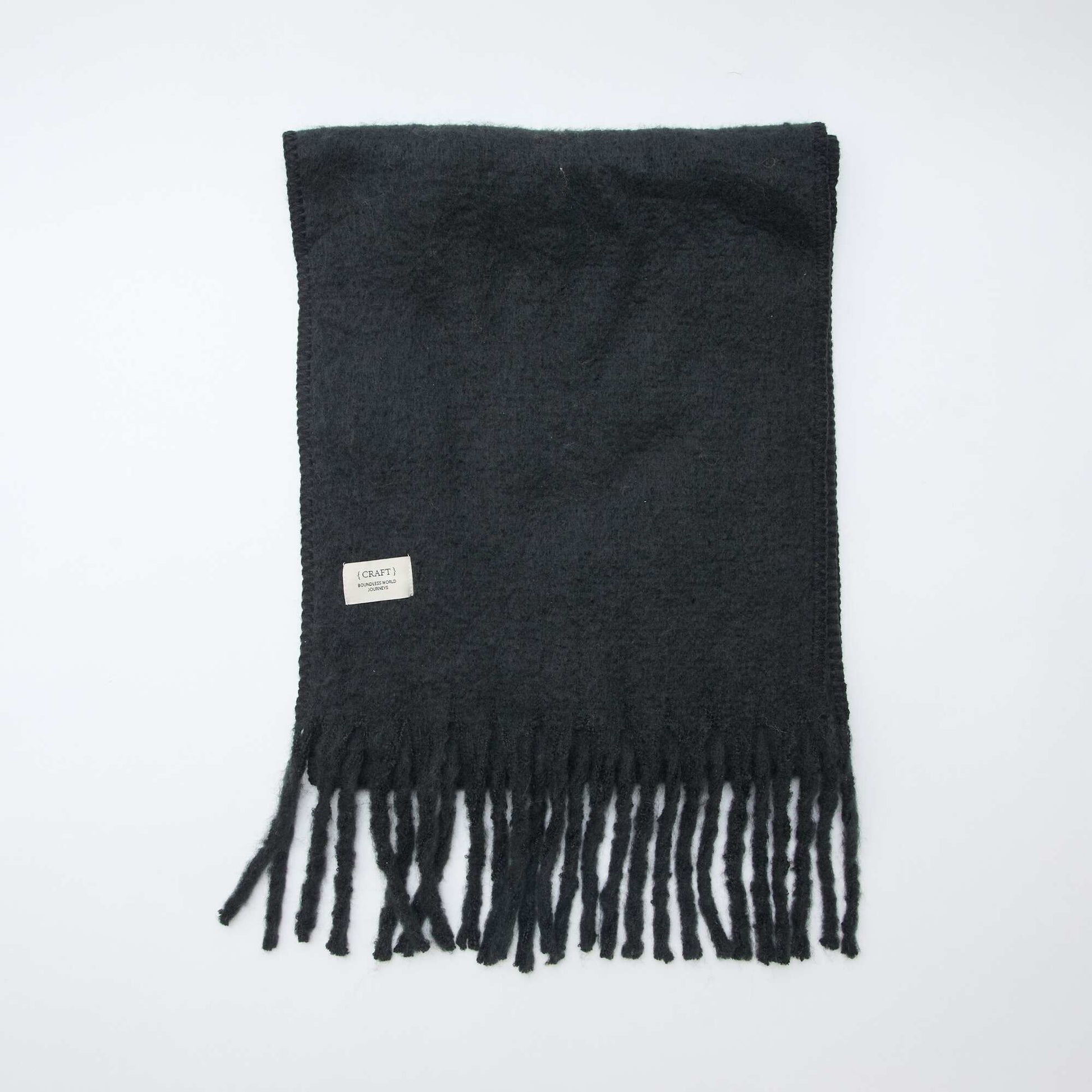 Grosse écharpe douce à franges NOIR