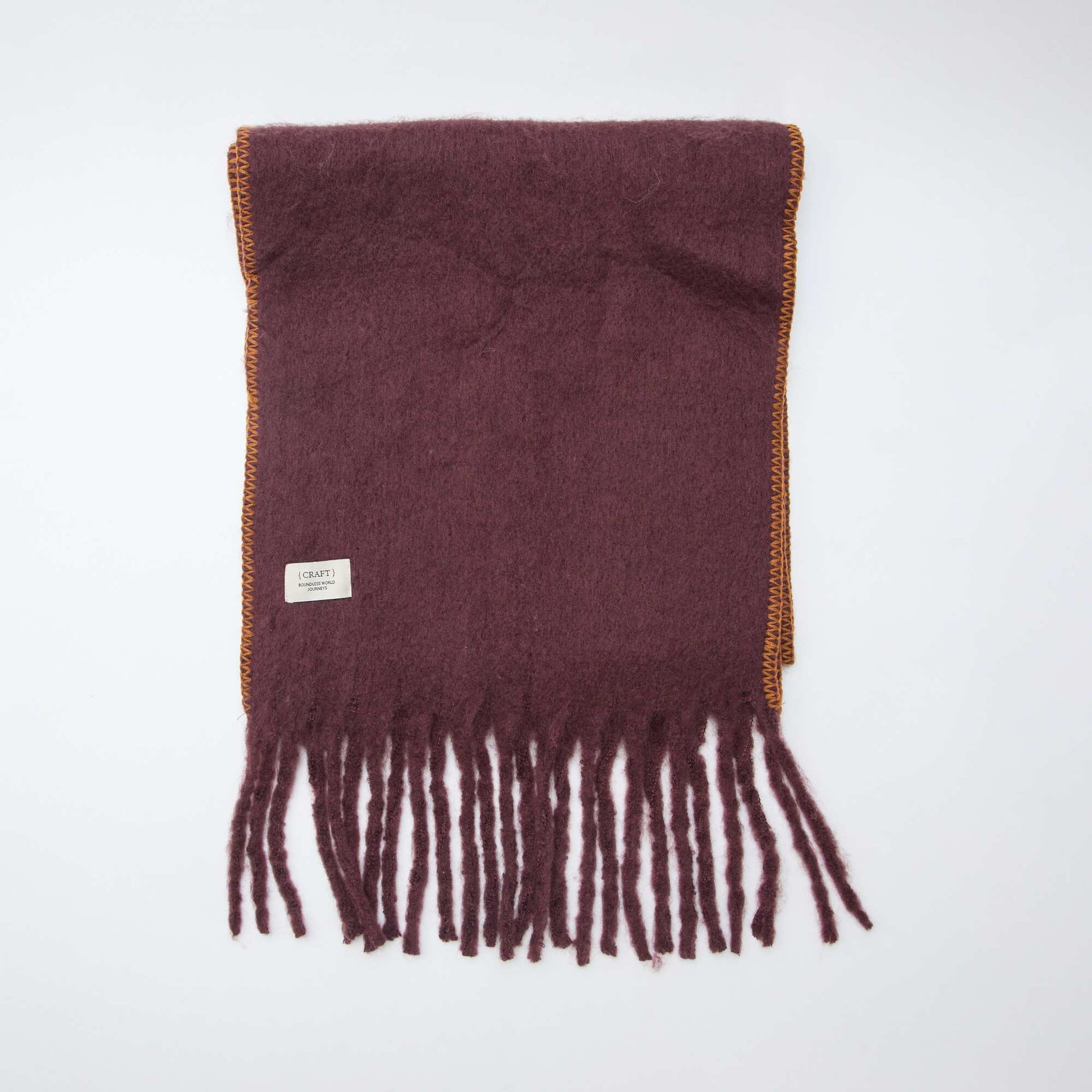 Grosse écharpe douce à franges MARRON