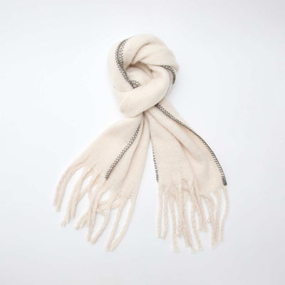 Grosse écharpe douce à franges BEIGE