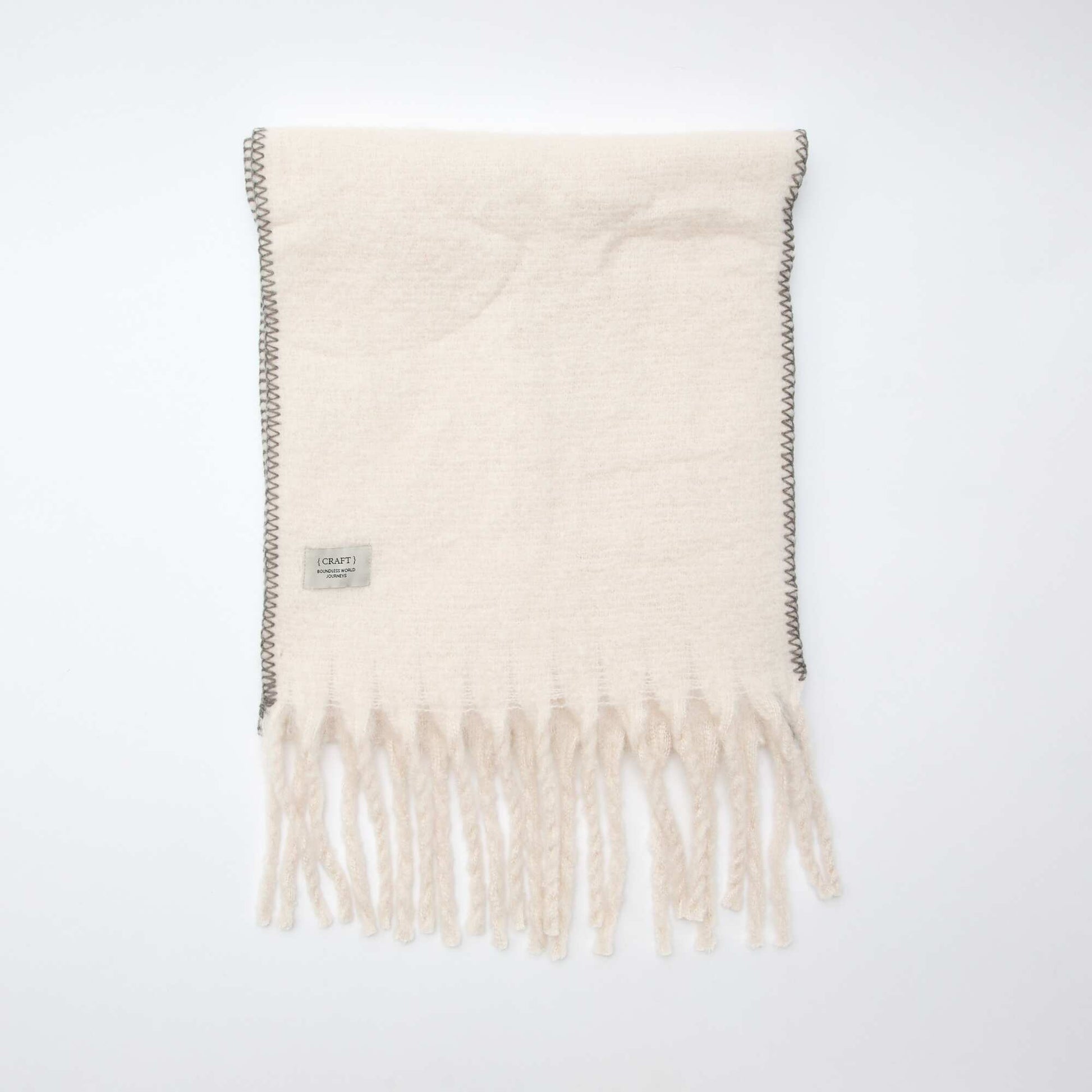 Grosse écharpe douce à franges BEIGE