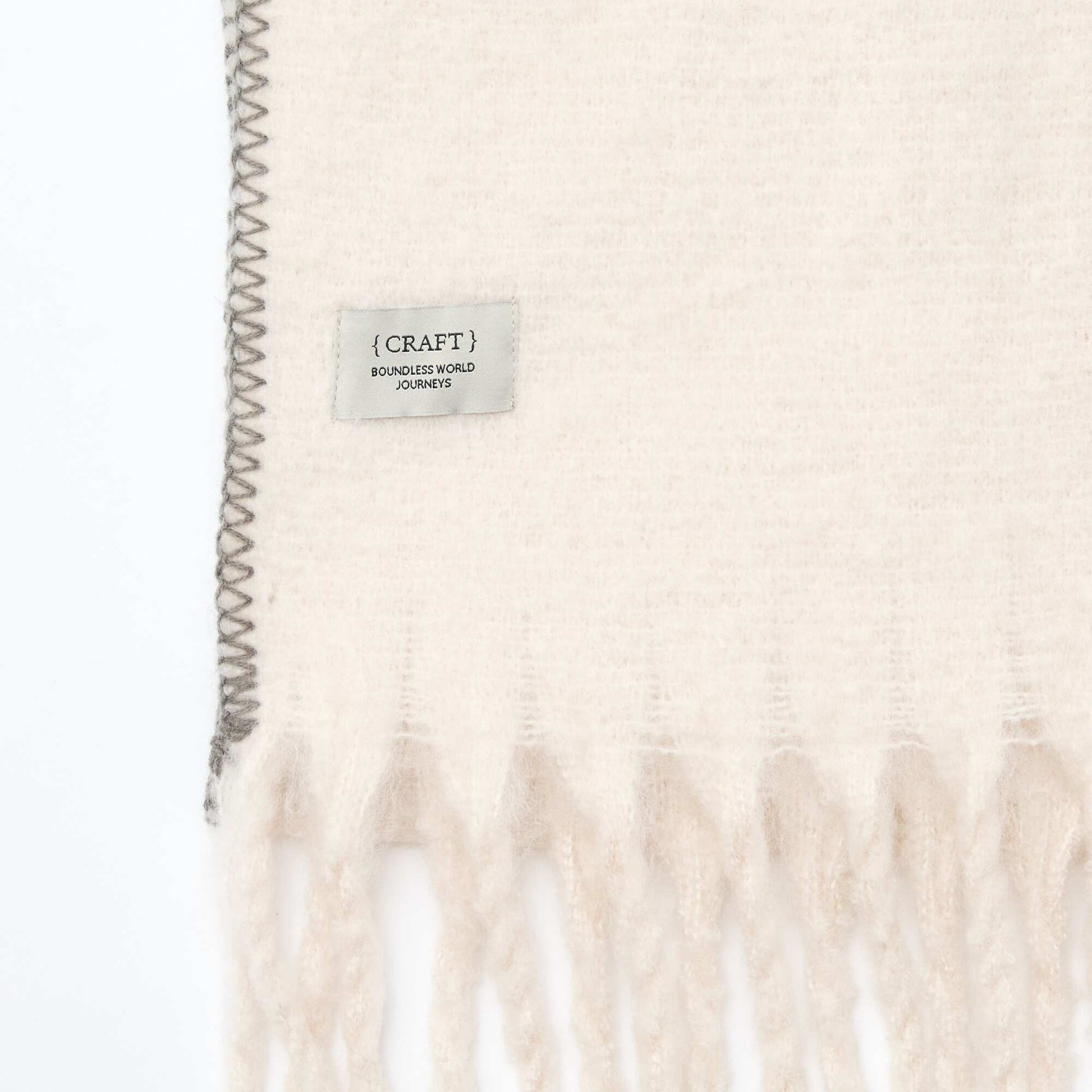 Grosse écharpe douce à franges BEIGE