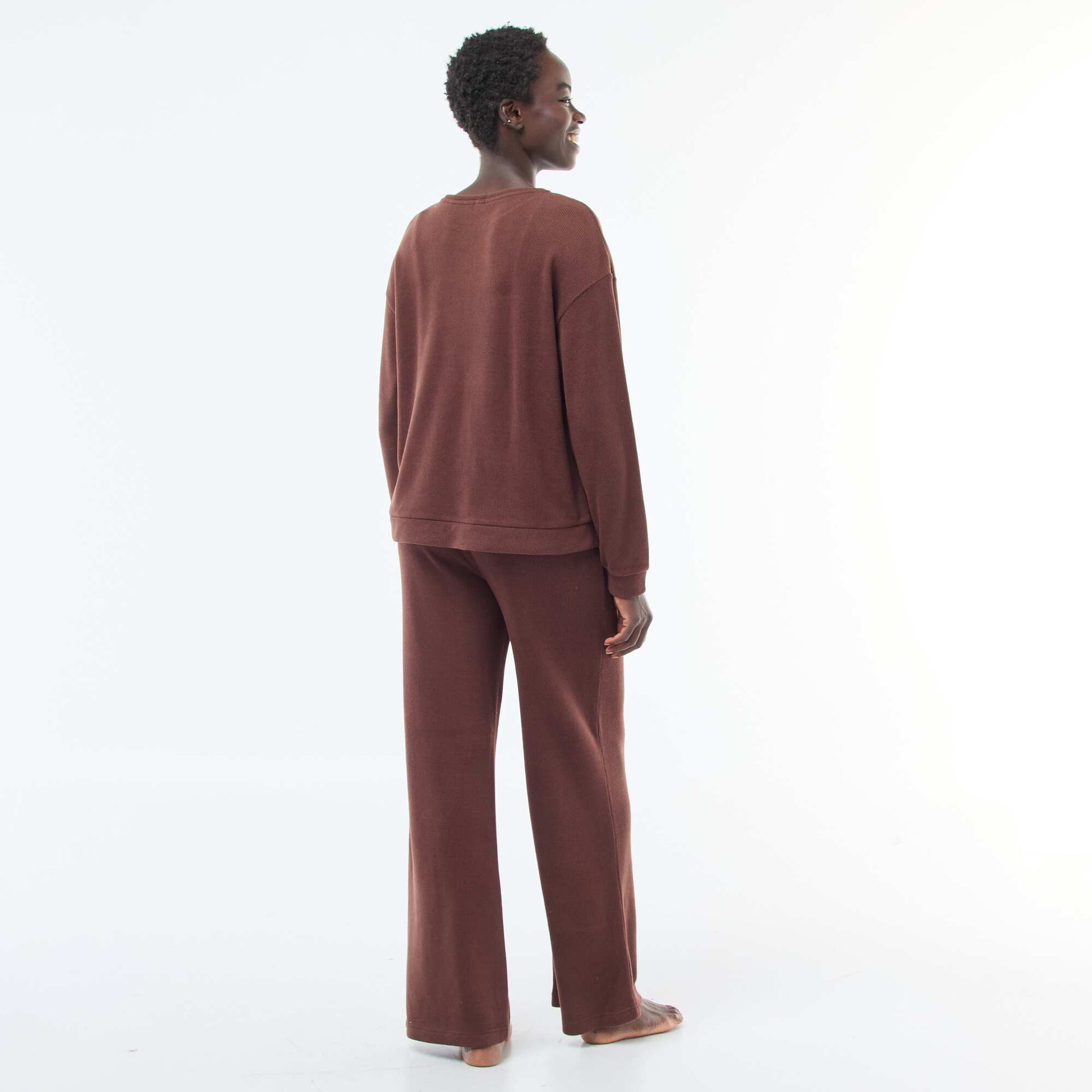 Ensemble de pyjama jersey uni MARRON