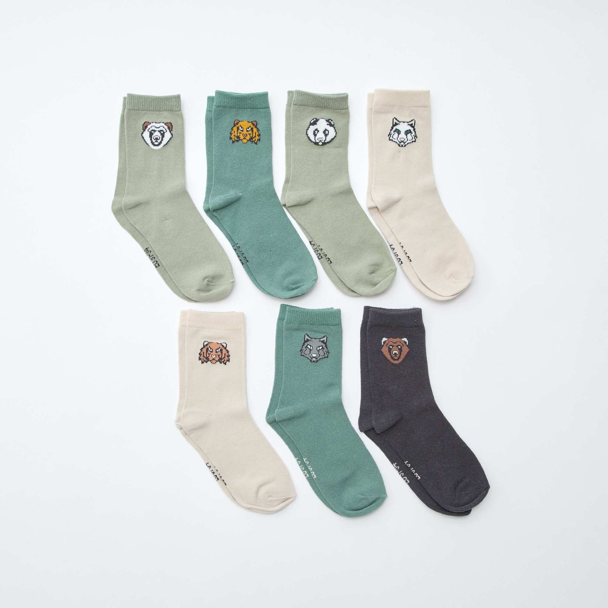Lot de 7 paires de chaussettes imprimées VERT