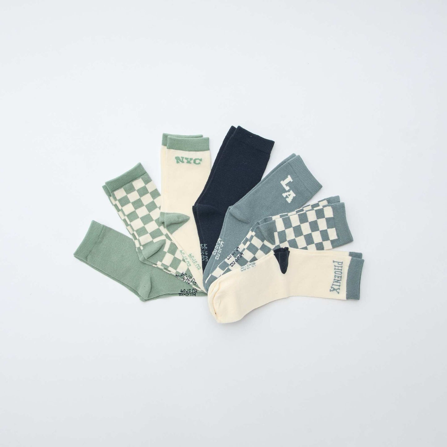 Lot de 7 paires de chaussettes imprimées VERT