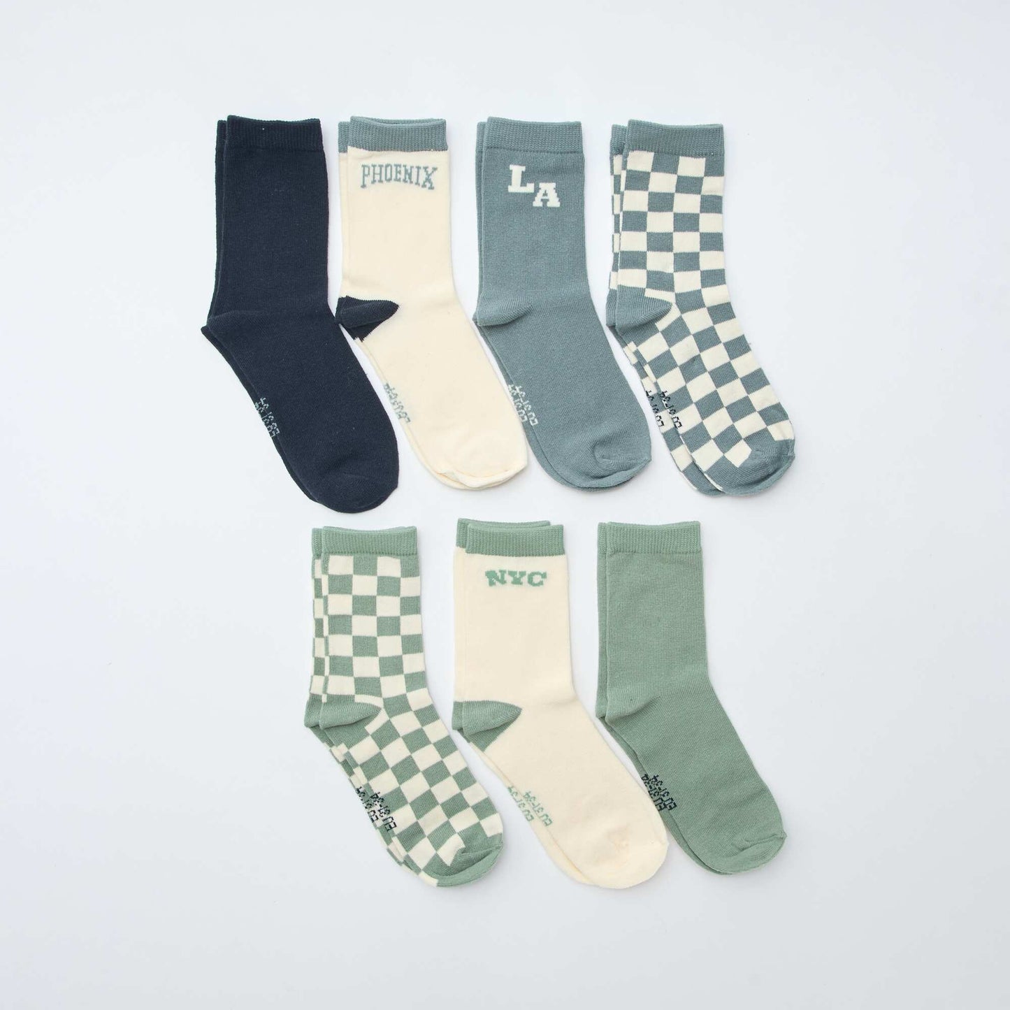 Lot de 7 paires de chaussettes imprimées VERT
