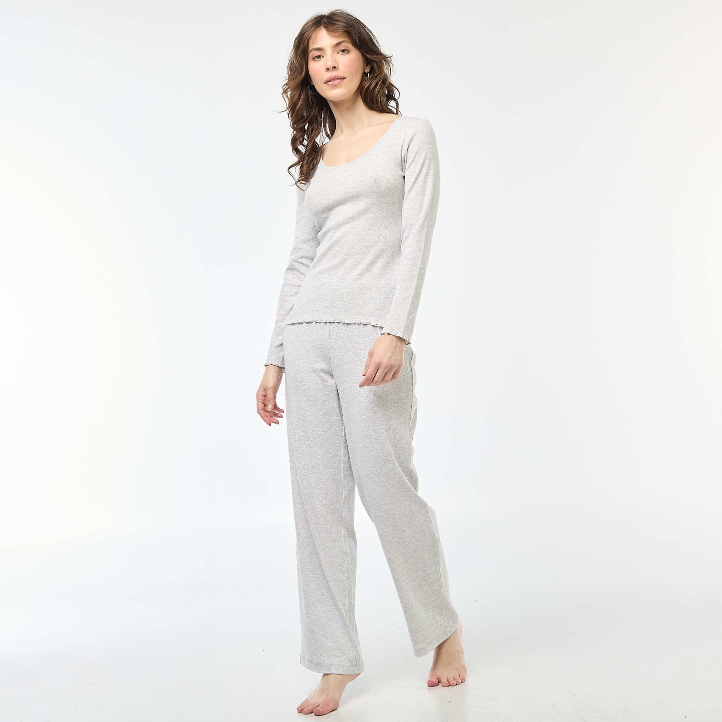 Tee-shirt de pyjama côtelé GRIS