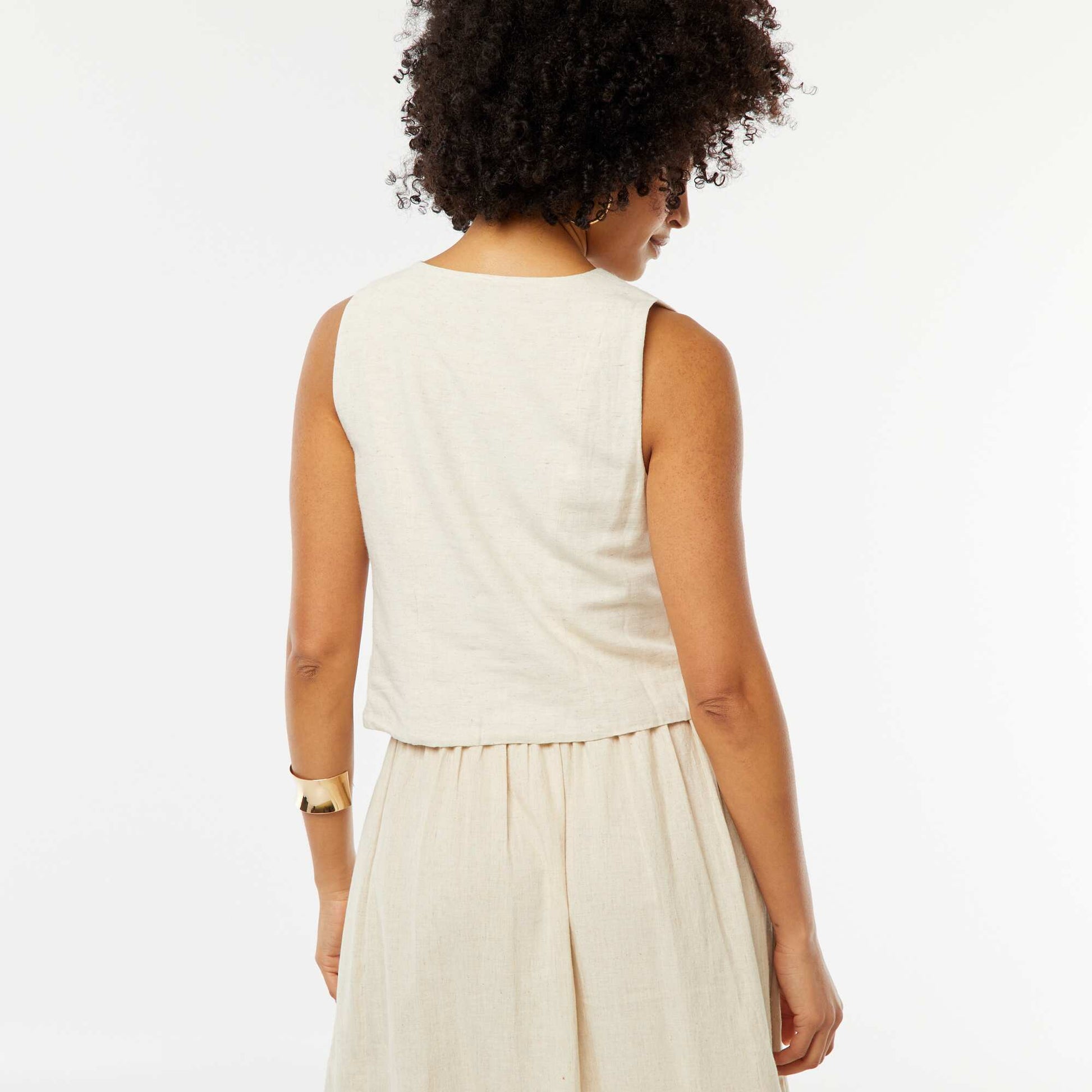 Blouse sans manches boutonnée BEIGE