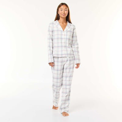 Pyjama long 2 pièces chemisier + pantalon - 2 pièces BLANC