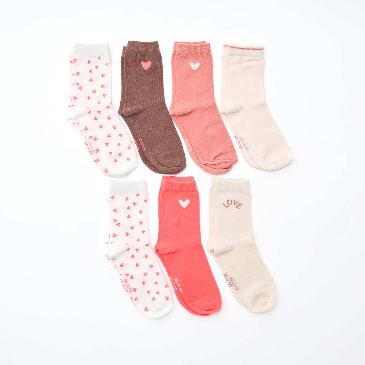 Lot de 7 paires de chaussettes mi-hauteur ROSE