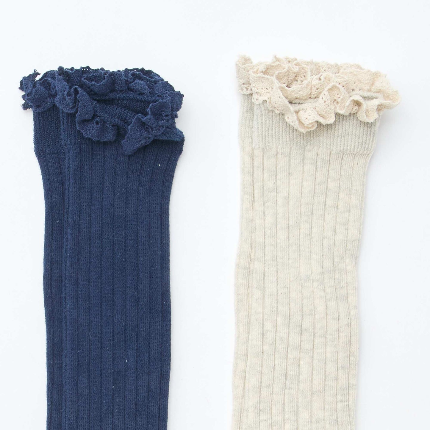 Lot de 2 chaussettes hautes en dentelle NOIR